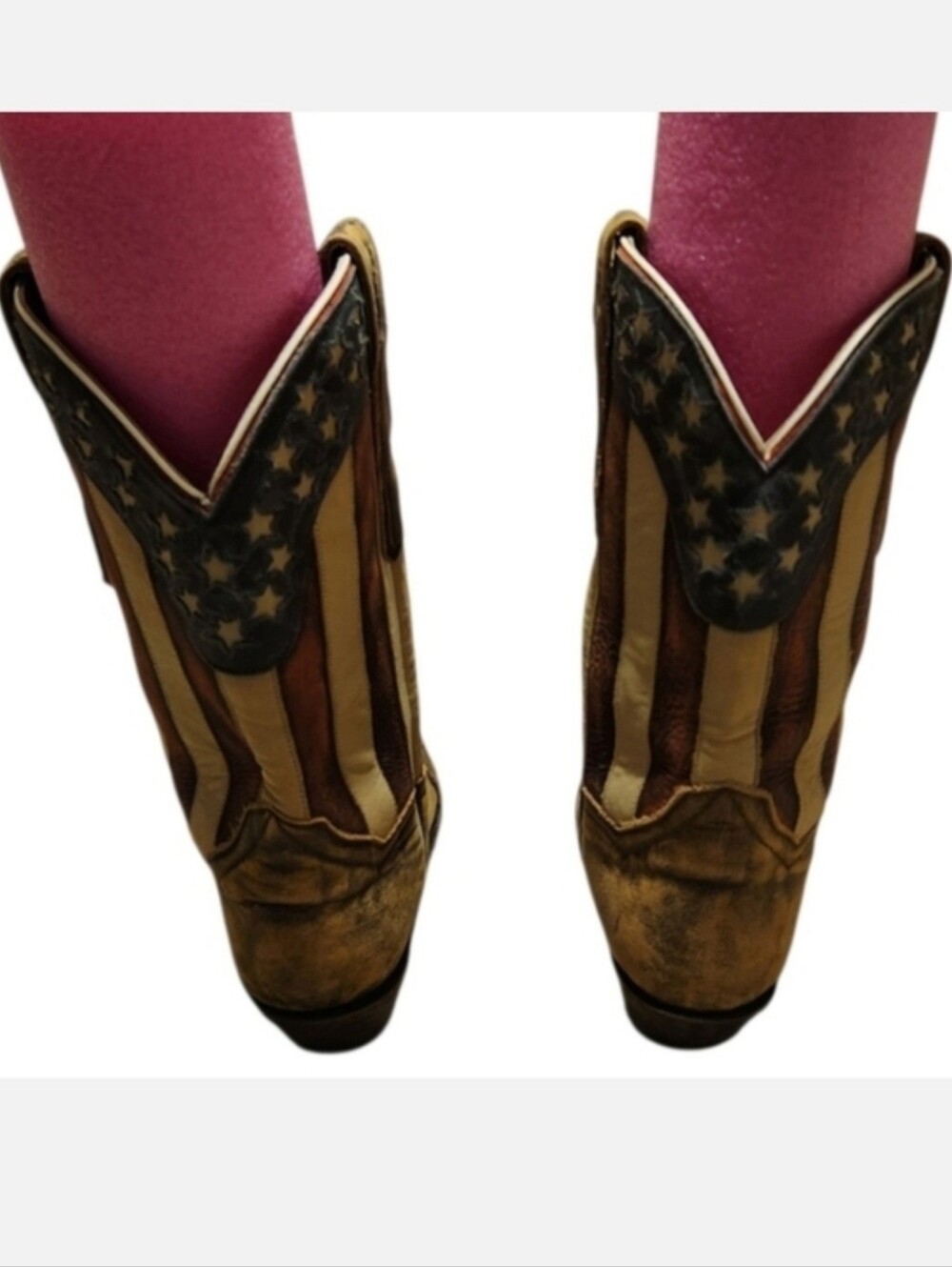 Women's Size 9.5 Dan Post Liberty American Flag Leather Snip Toe Cowboy Boots - Picture 6 of 7
